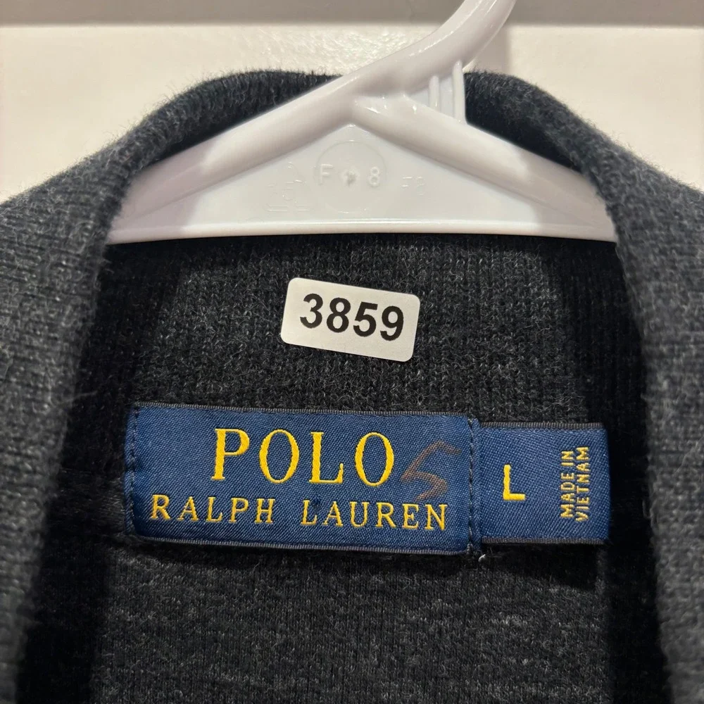 Polo Ralph Lauren Mens Quarter Zip Pullover Dark Grey Heather Sweater Large